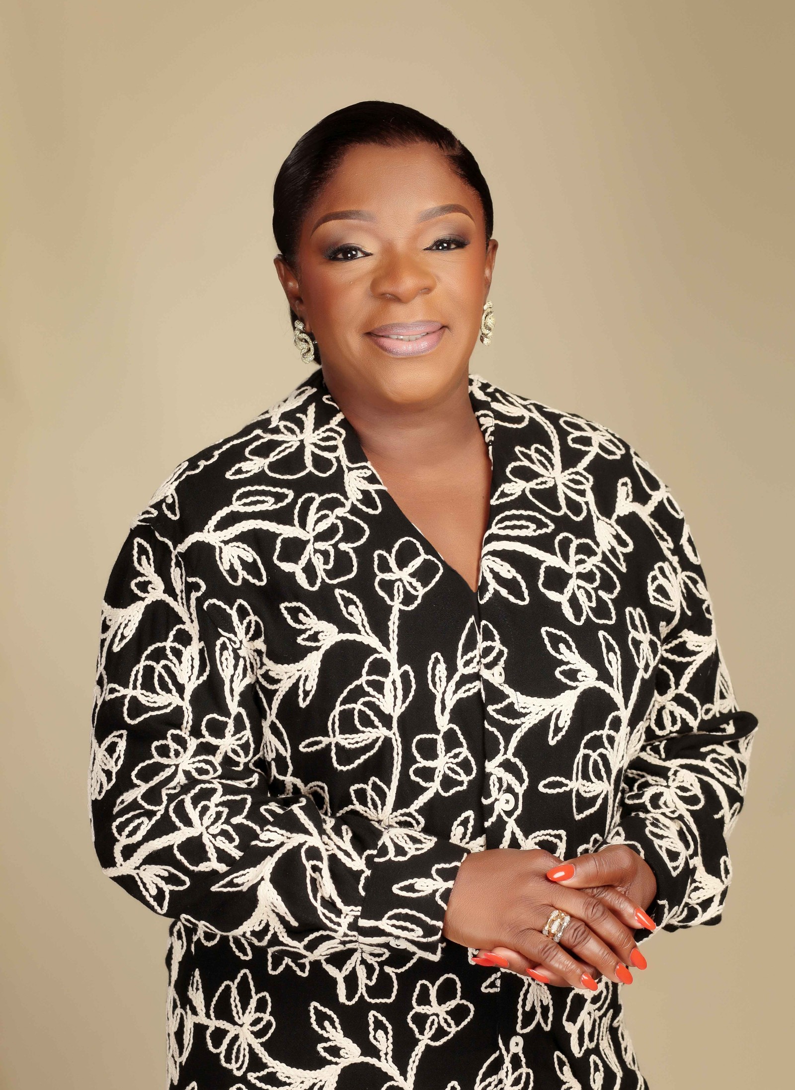 Adeola Azeez, founder of AACCF, wearing a patterned blouse